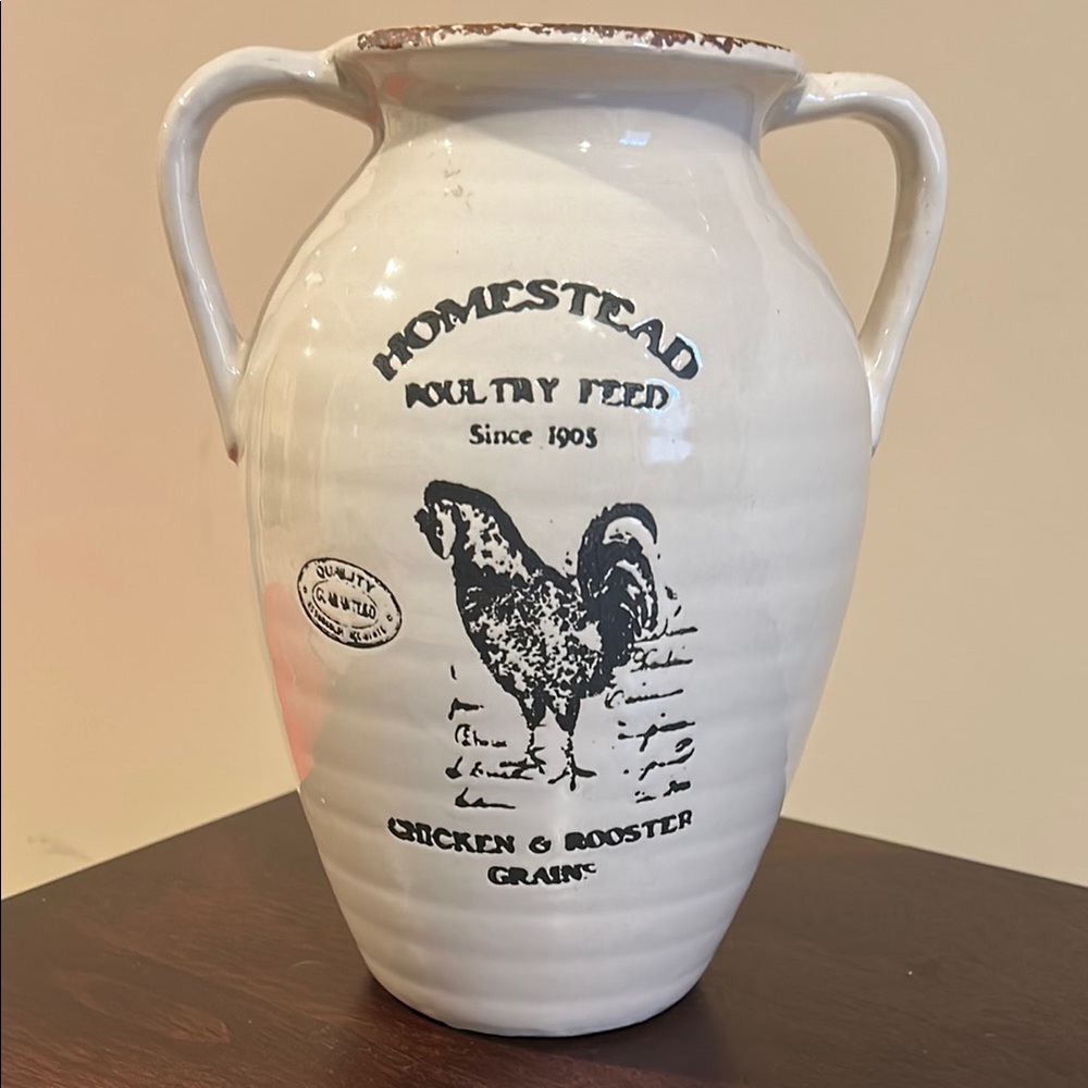 Homestead Poultry Feed Ceramic Vase